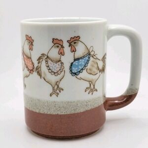 Hand Crafted OMC Japan Rooster Coffee Mug Farmhouse Country Stoneware Rustic